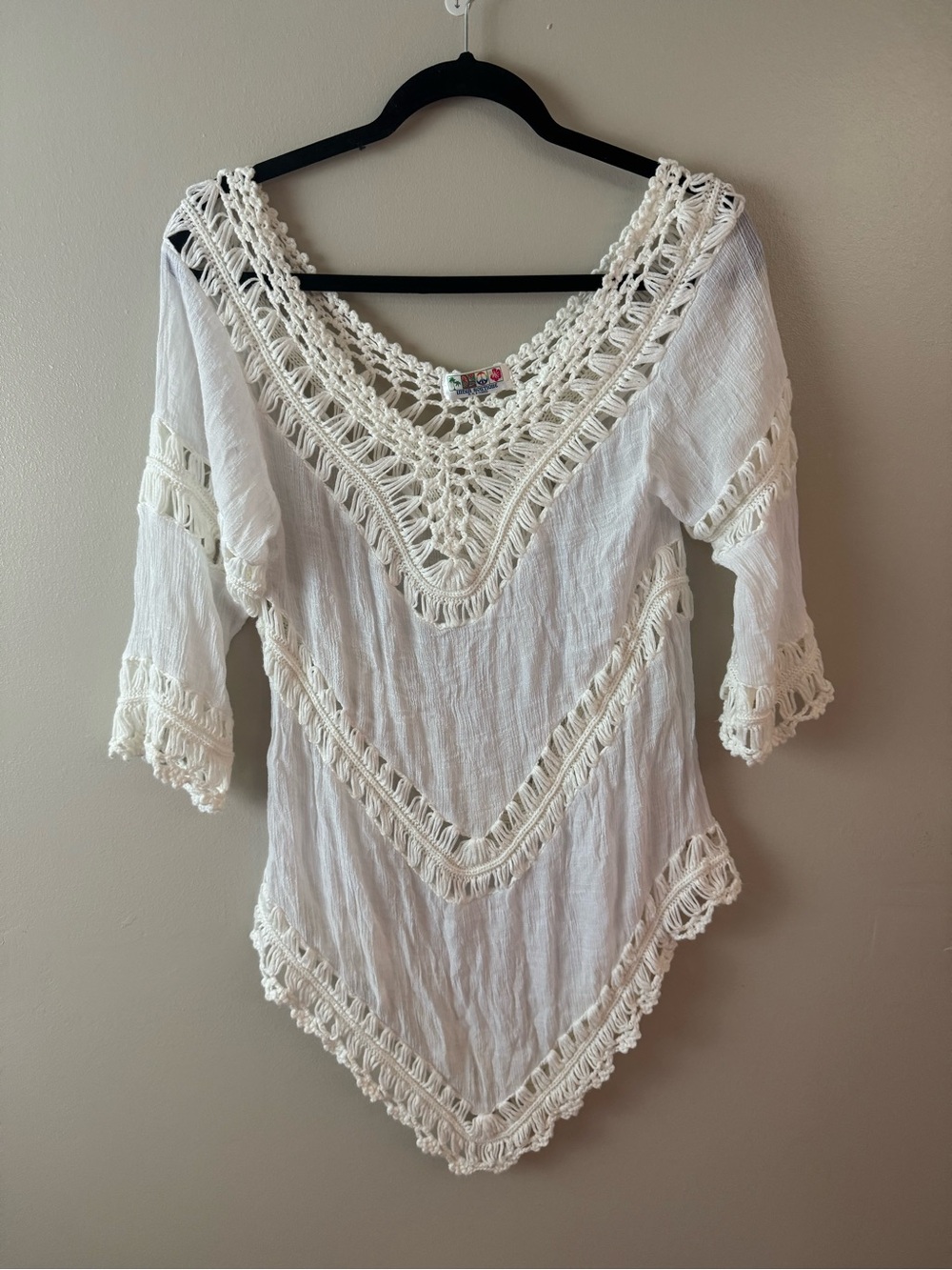 India Boutique White Crochet Top Medium Cottagecore Minimalist Coquette